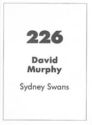 1990 Select AFL Stickers #226 David Murphy Back